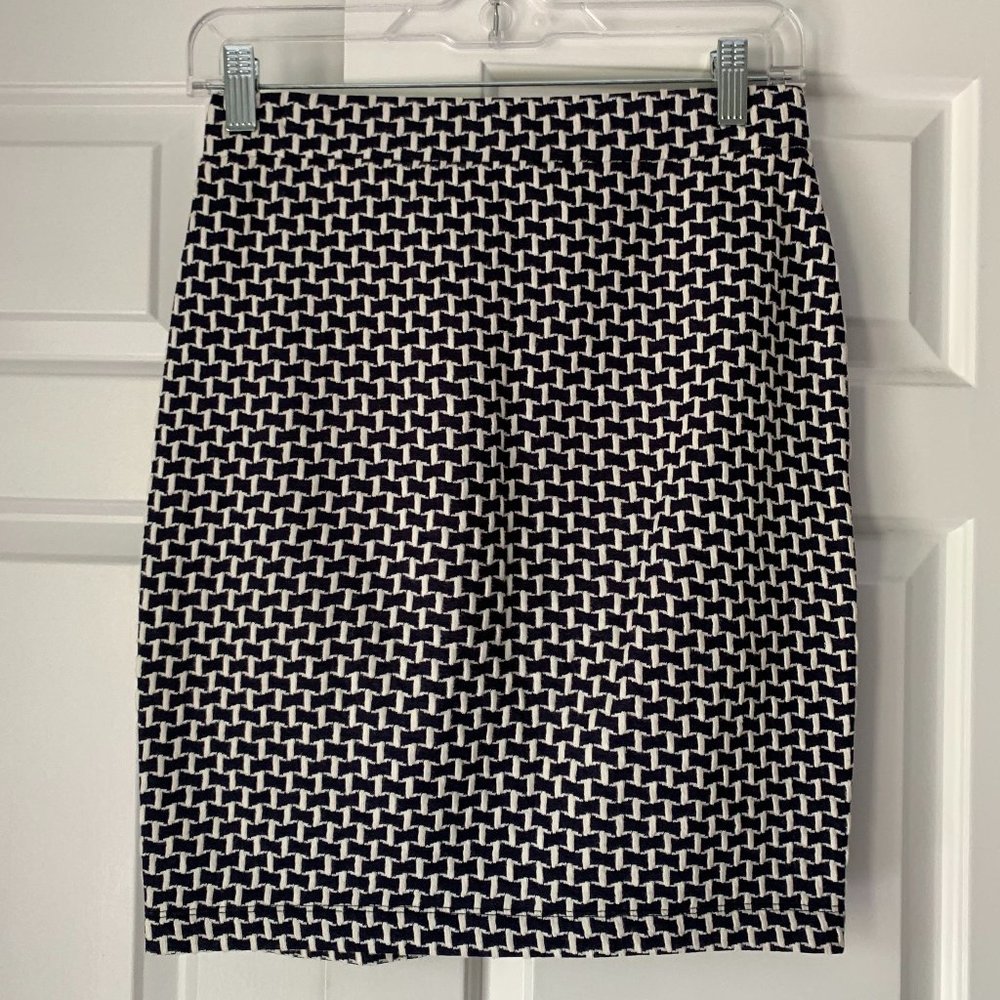 Loft Navy and White Skirt